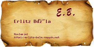 Erlitz Béla névjegykártya